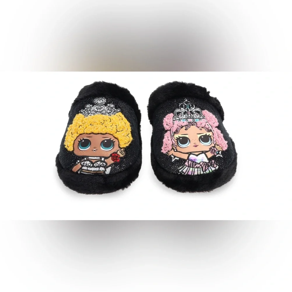 L.O.L. Surprise!‎ Little Girl’s black plush sequin slippers size 6 brand new